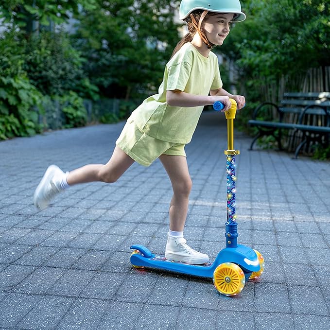 Jetson Character Kids Kick Scooter, LED Lights on Stem & Light-Up Wheels, Lightweight Frame, Height-Adjustable Handlebar, Lean-to-Steer System, Easy-Fold Mechanism