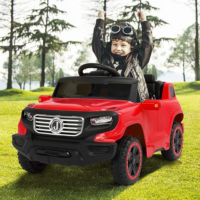 VALUE BOX Electric Remote Control Truck, Kids Toddler Ride On Cars 6V Battery Motorized Vehicles Children's Best Toy Car Safe with 3 Speeds, Music, seat Belts, LED Lights and Realistic Horns (Red)