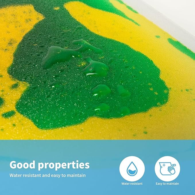 Art3d 4-Pack Colorful Liquid Sensory Floor Tiles, Fan-Shaped Liquid Fusion Sensory Dance Mats for Kid Toddler, 13" x 13"