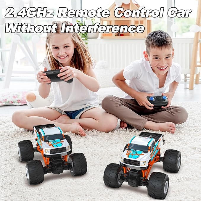 Scientoy Remote Control Car, 20KM/H Monster Truck Toys for Ages 5-7, 1:16 Scale All Terrain RC Cars for Boys & Girls Age 4-7, 2.4Ghz Off Road RC Truck, Christmas Birthday Gift for Kids