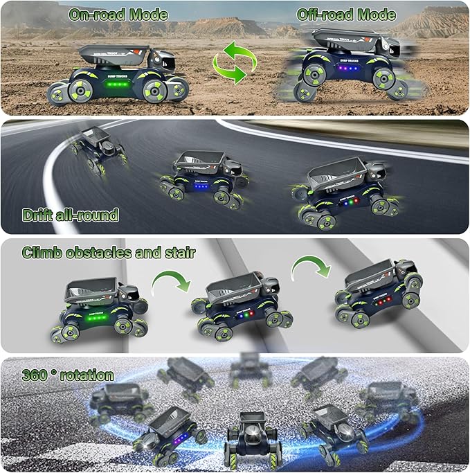 Robot Dog Toys for Boys Girls, Remote Control Car for Kids Ages 5-7, Rechargeable RC Car Stunt Kids Toys with Light Music Gesture Sensing RC Trucks Robot Toy for 8-12 Boys Girls Birthday Gift Green
