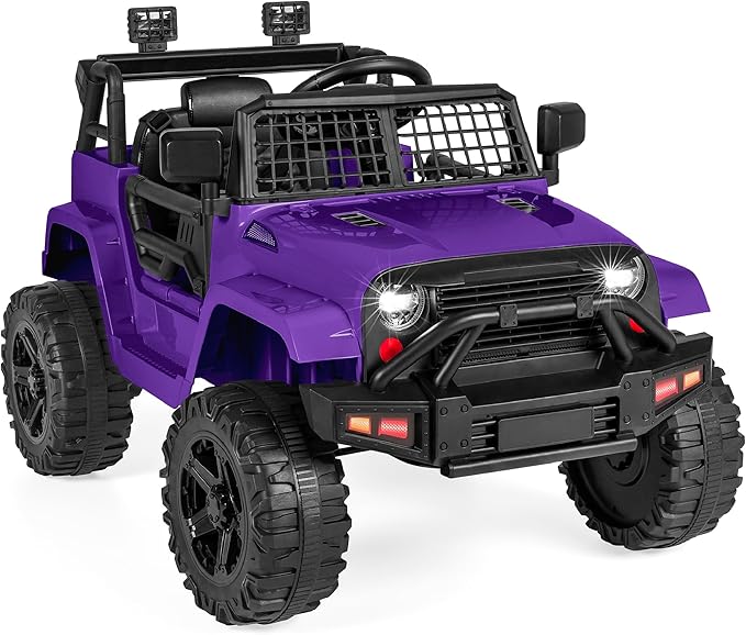 Best Choice Products 12V Kids Ride On Truck Car w/Parent Remote Control, Spring Suspension, LED Lights, AUX Port - Purple