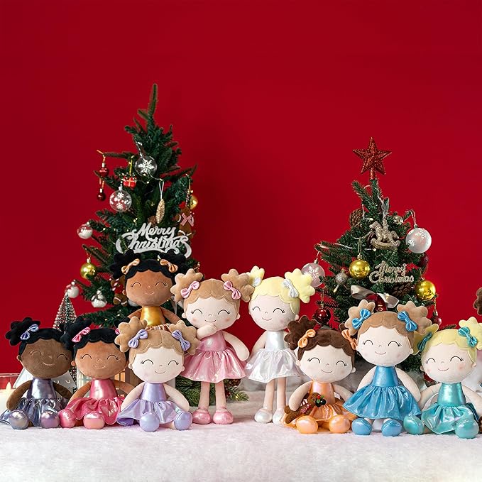 Gloveleya Baby Girl Gifts First Baby Doll Rag Doll Baby Dolls Soft Doll Curvy Illusion Girl Black Gold 12inches