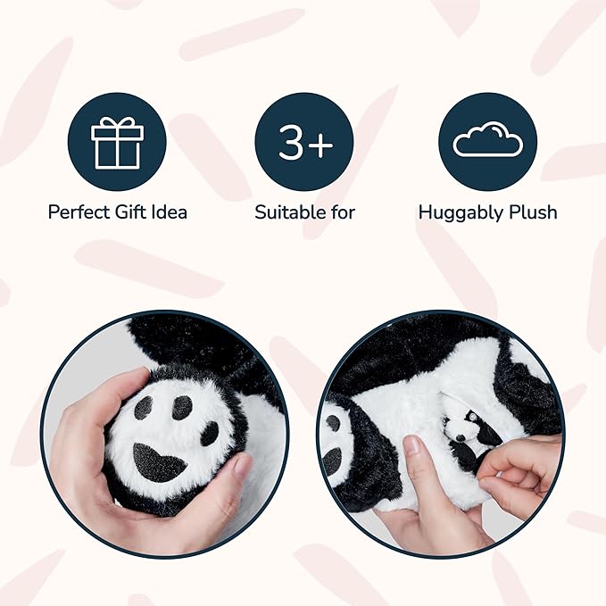 PixieCrush Panda Toys Stuffed Animal - Plush Mommy Panda with Zippered Belly and 4 Little Baby Pandas for Girls - White and Black Giant Stuffed Animal - Set of 5