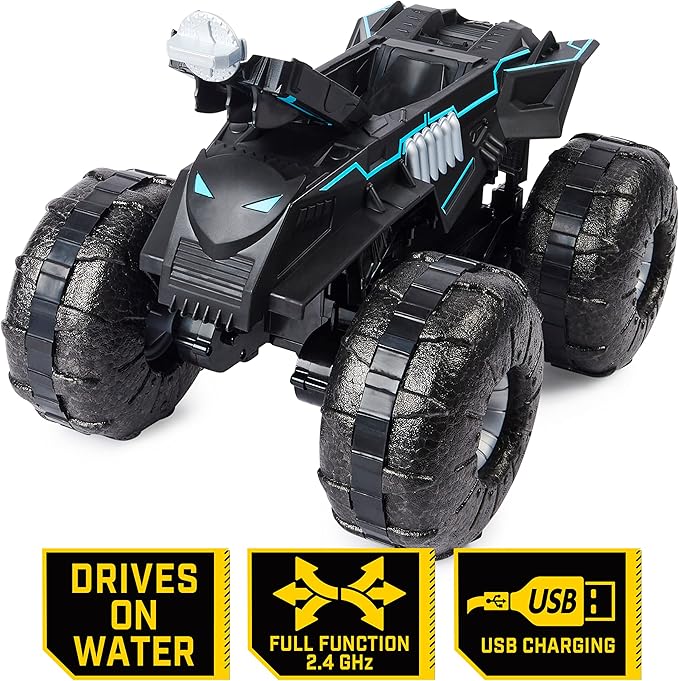 DC Batman, All-Terrain Batmobile Remote Control Vehicle, Water-Resistant Batman Toys for Boys Aged 4 and Up