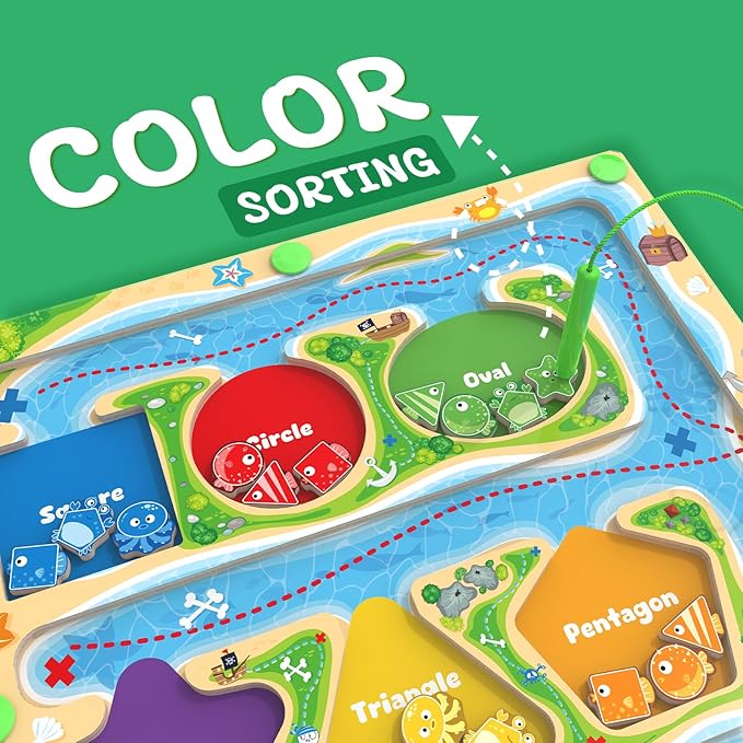 Magnetic Color & Shape Maze - Montessori Toys for 3 4 5 Year Old, Color and Shape Sorting Toys, Montessori Toys for Kids Boys Girls Gifts Ages 3+，Preschool Learning Activities