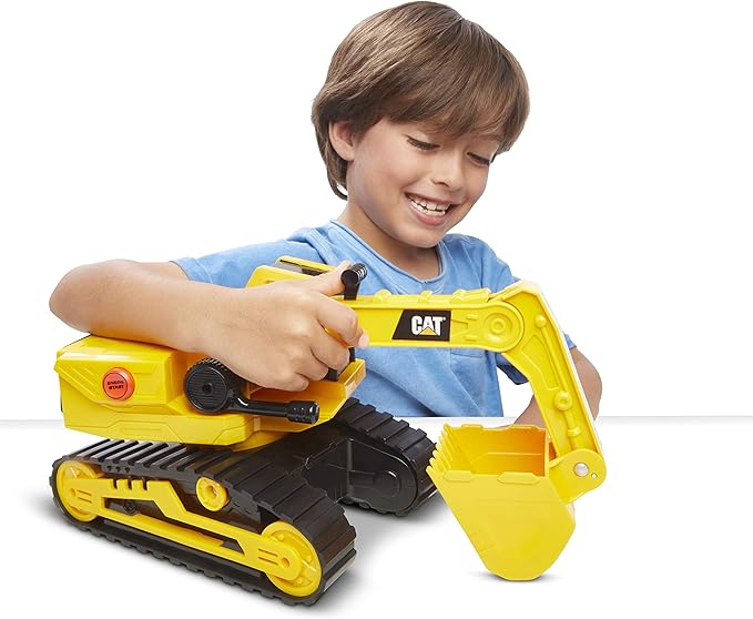 CAT Construction Toys, Power Haulers Excavator, Yellow Construction Vehicle with Motion Drive Technology and Lights & Sounds, for Kids and Toddlers Ages 3+