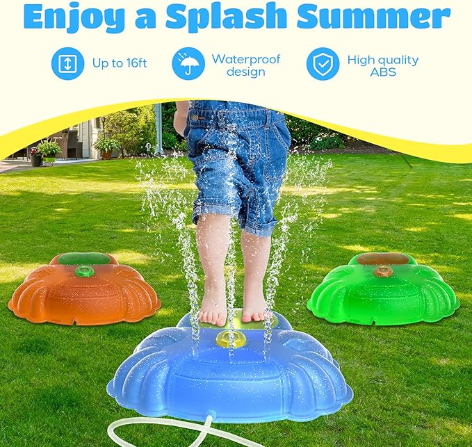 CozyBomB™ Light Up Stepping Stones for Kids | Splash Water Stepping Stones, Balance Toys for Toddlers 3-5, Preschool Summer Outdoor Pool Beach Water Toy, Birthday Holiday Party Gift for Boys & Girls