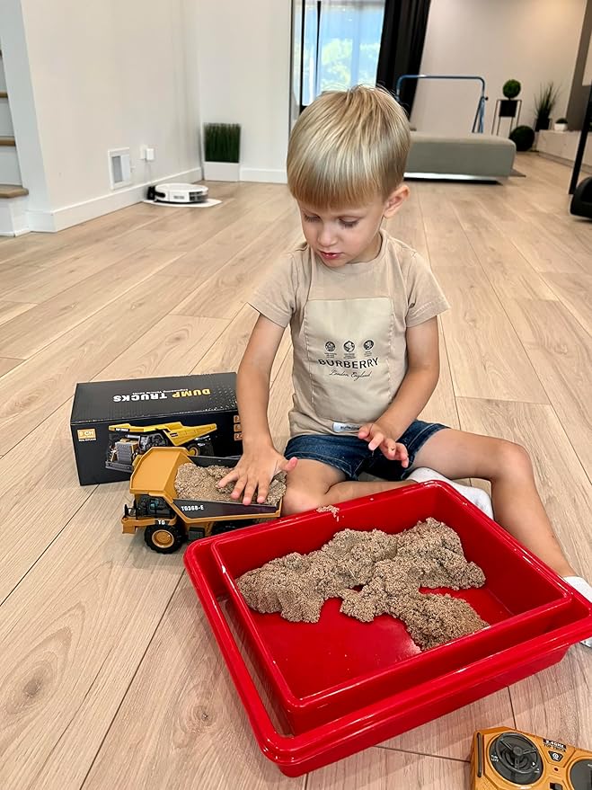 RC Dump Truck Toy, 9-Channel Remote Control Toy with Metal Bed & Light, Rechargeable Battery, Kids Construction Vehicle Truck for 3+ Boys, Perfect 2024 Kid Birthday Gift for Ages 3-12