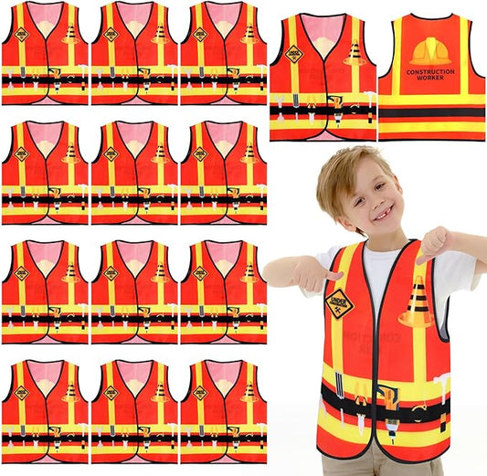 Panitay 12 Pcs Kids Community Helper Dress up Vest, Boy & Girl Career Cosplay Party Costume for Toddlers Occupation Role Play
