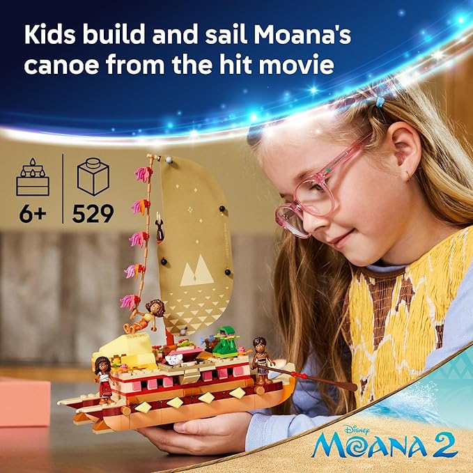 LEGO Disney Moana's Adventure Canoe Building Toy Set - Pretend Play Toy Boat for Kids, Girls & Boys, Ages 6+ - Gift for Birthdays - 43270