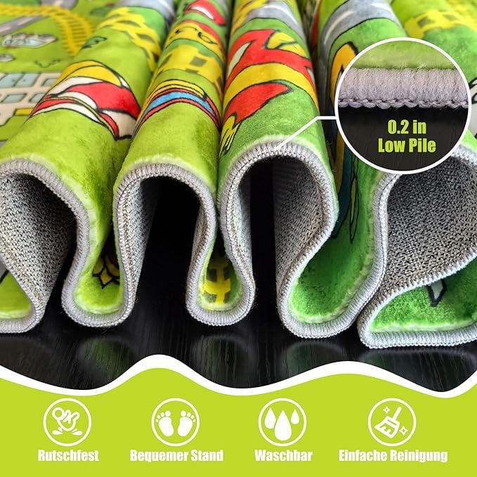 Kids Carpet Car Rug Play Mat for Kids Cars, 31"x48" Educational Classroom Carpet, Non Slip City Life Road Traffic Learning Car Carpet for Kids, Road Train Track Rug for Toddlers