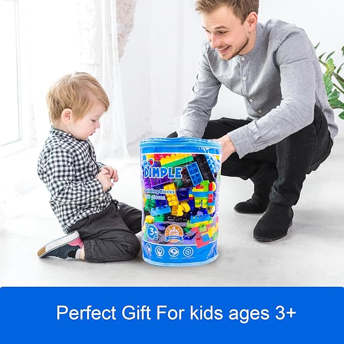 Dimple Building Blocks for Toddler (300 Pcs) Stacking Toys & Puzzle Games for Learning and STEM Fun Montessori Toys, Educational Baby Blocks Age 3+ Toddler Boy & Girl Birthday for Kids