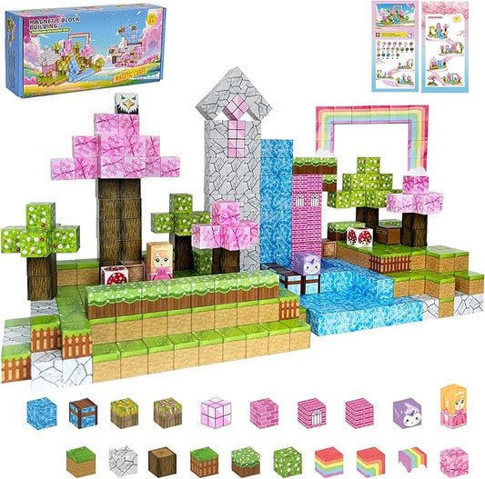 Magnetic Blocks - 110PCS Magnets Building Blocks World Set for Kids Ages 3-5 5-7 8-12, Magnetic Tiles Game Preschool Toys for 3 4 5 6 Year Old Girls Boys Gifts （Rainbow Home）