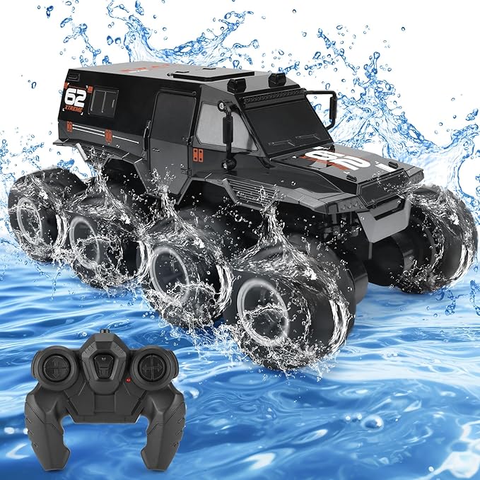 Amphibious RC Trucks,8WD Offroad Waterproof,1: 12 Large Remote Control Monster Truck for Boys Girls,50Mins Playing Time Battery, Birthday Toy for Kids Age 7 8 9 10 11 12