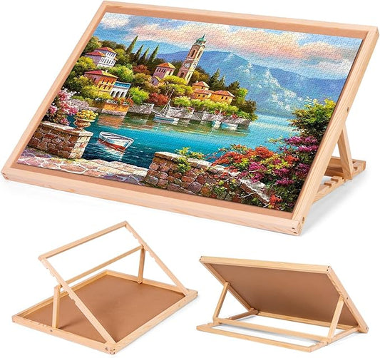 Puzzle Board, 1500 Pieces Puzzles Table with Adjustable Tilt Stand, Wooden Jigsaw Puzzle Tables, Portable Puzzle Storage Boards with Non-Slip Felt Tabletop for Adults and Kids