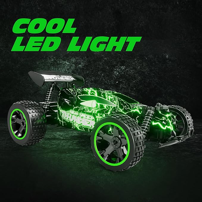 Tecnock RC Cars Remote Control Car for Boys and Girls, 1:18 Scale RC Car with LED Lights, 2.4GHz 2WD All-Terrain RC Truck, Rechargeable Battery for 50-Min Play, Gifts for Kids