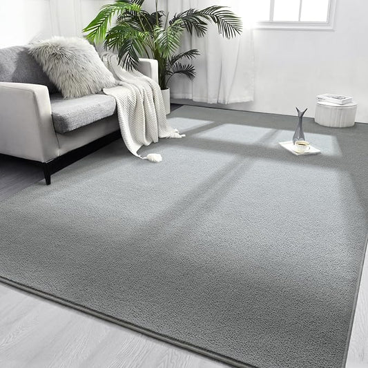FlyDOIT Area Rugs for Bedroom Living Room, 7x10 Grey Super Soft Comfy Thickened Memory-Foam Indoor Carpets, Modern Aesthetic Minimalist Carpet for Boys Girls Adults Apartment Nursery Home Décor