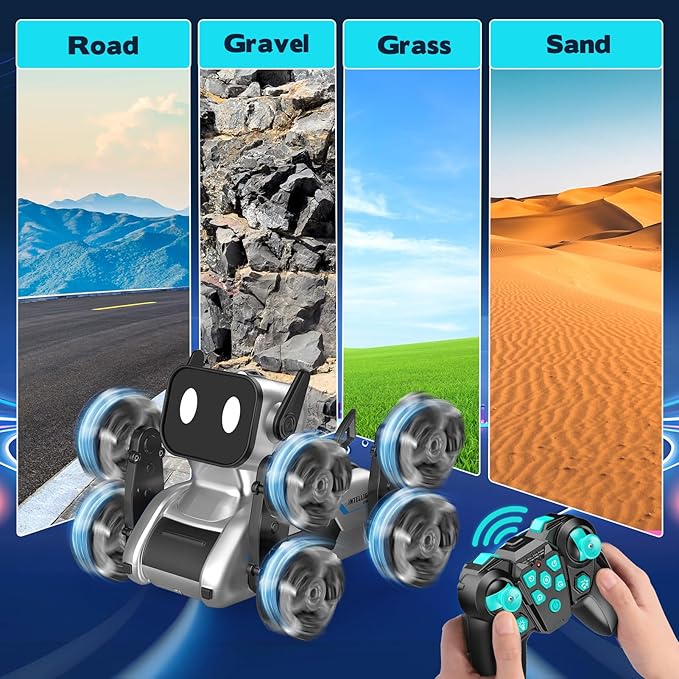 Robot Dog Toys for Age 8-13, 8WD Remote Control Cars Robot Dog Rc Car with Light & Sound, Toys Gifts for 6 7 8 9 10 11 12 Year Old Boys Christmas Birthday Coolest Gifts for Boys 8-12