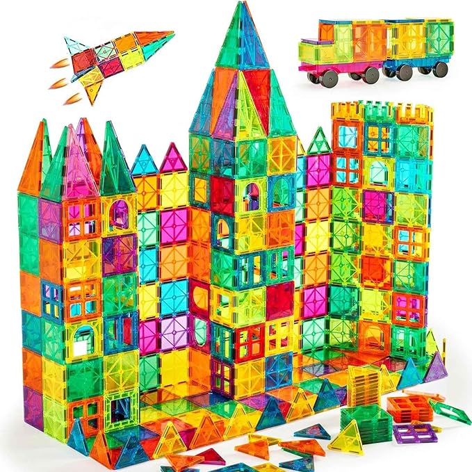 Magnetic Building Tiles, 134PCS Large Magnet Building Set,Magnetic Blocks, 3D STEM Stacking Toys, Magnets Toy for Kids Boys Girls