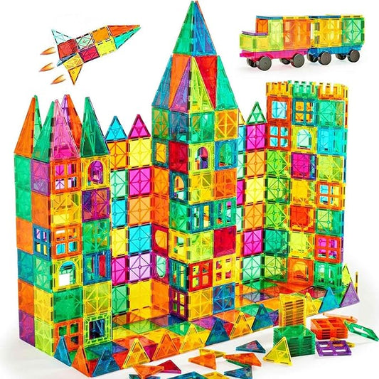 Magnetic Building Tiles, 134PCS Large Magnet Building Set,Magnetic Blocks, 3D STEM Stacking Toys, Magnets Toy for Kids Boys Girls
