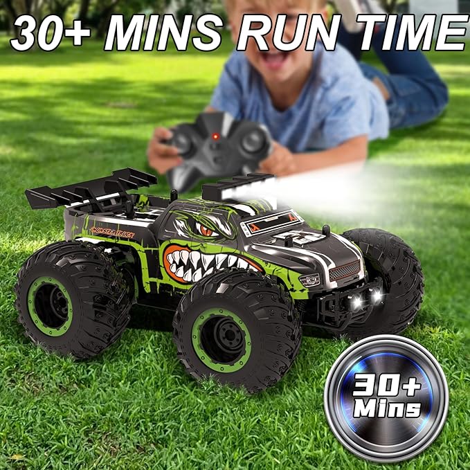 Remote Control Car,RC Cars Toy,High Speed 20 KM/H RC Truck Off-Road with 2 Headlights and 2 Rechargeable Battery,Dinosaur Toys Gift for Adult Boys 8-12