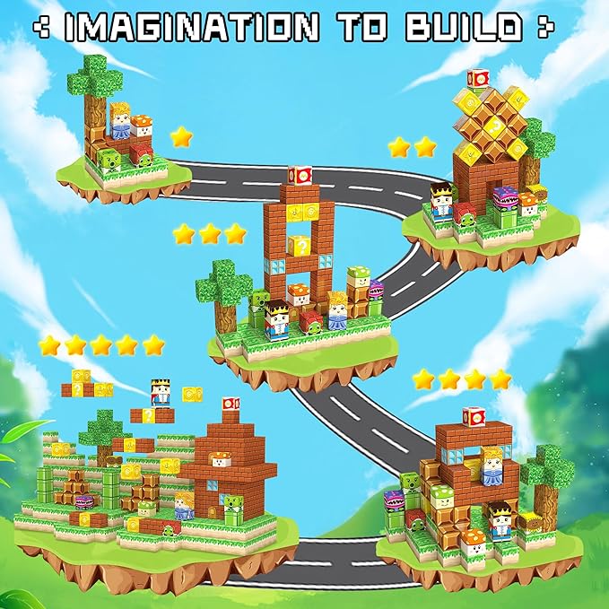 Magnetic Blocks Toys, 100PCS Magnetic Building Toys Based on The Game Super Plumber, STEM Magnets Sensory Toys for Kids, Magnetic Building Blocks Suitable for Boys Girls 4+ (Green)