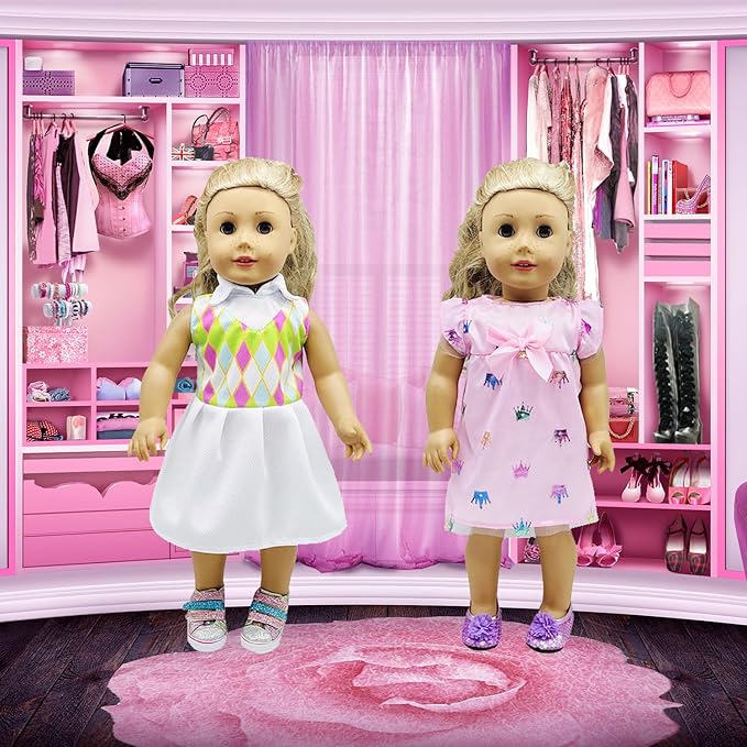 10 Sets 18 Inch Doll Clothes,Handmade Fashion Doll Girl Dress Clothes and Accessories Fits 18 Inch Doll Girl for Kids. (18 Inch-10set)