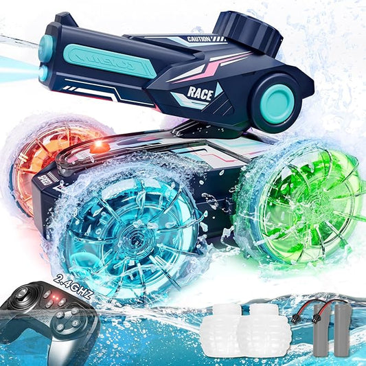 Lehoo Castle Amphibious Remote Control Car, 4WD RC Cars for Boys Age 8-12 with Water Gun, Remote Control Boat for Kids, Toys for 6 7 8 9 Year Old Boy