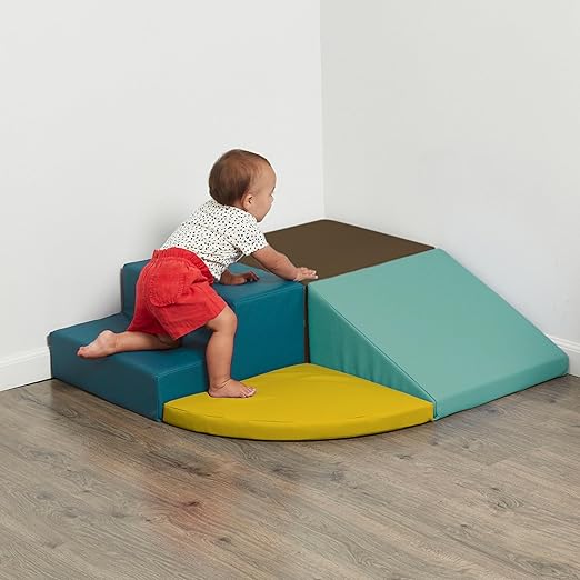 SoftScape Toddler Playtime Corner Climber, Indoor Active Play Structure for Toddlers and Kids, Safe Soft Foam for Crawling and Sliding (4-Piece Set) - Earthtone/Contemporary, 11619-ETCT