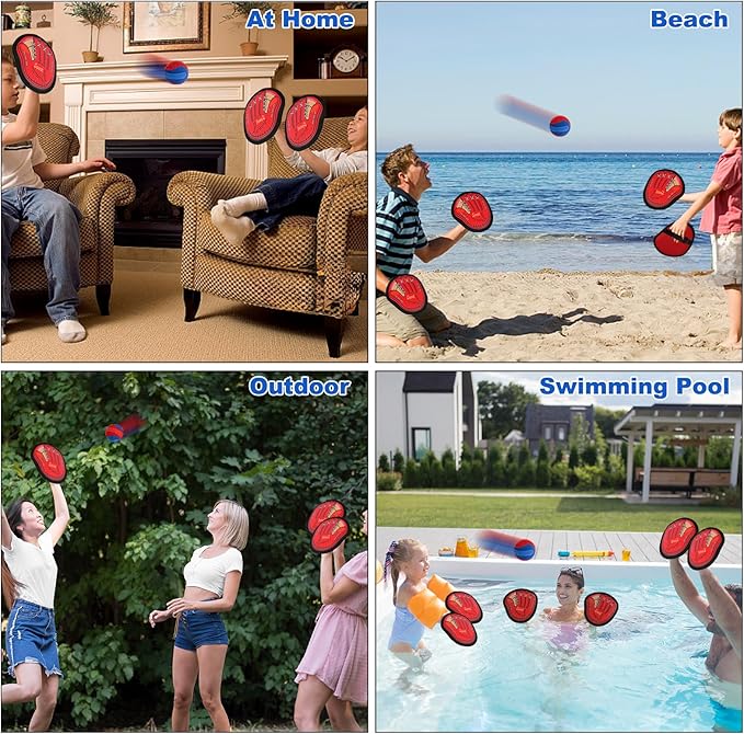 GOLDGE 4pcs Sticky Toss and Catch Ball Game Set for Kids - Baseball Glove Mitt Included - Ideal Sports & Outdoor Toys for Boys Aged 3 to 12