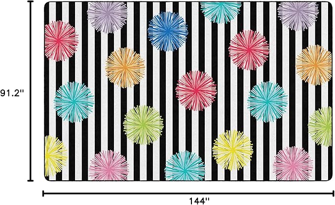 Flagship Carpets Schoolgirl Style Just Teach Poms Classroom Area Rug for Indoor Classroom Learning or Kid Bedroom Educational Play Mat, 7'6" x 12', Multi
