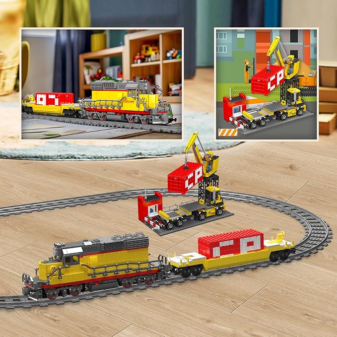 Mould King 12027 Train Building Block Kit, EMD SD40-2 Diesel Locomotive Rail Train with Motor, Remote Controlled Train Set for Kids/Adult Collections Enthusiasts(1170 Pieces)