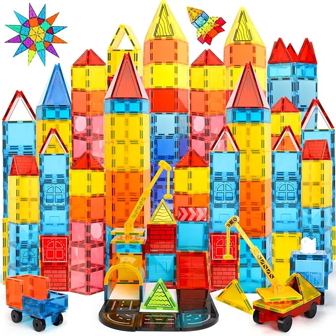 TOY Life Magnetic Tiles for Kids Ages 3-5, 80Pcs Magnet Building Toys for Kid Age 4-8, Construction Buildiing Tile for Toddler 1-3, Kids Preschool Toys
