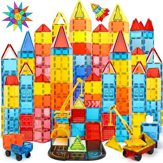 TOY Life Magnetic Tiles for Kids Ages 3-5, 80Pcs Magnet Building Toys for Kid Age 4-8, Construction Buildiing Tile for Toddler 1-3, Kids Preschool Toys