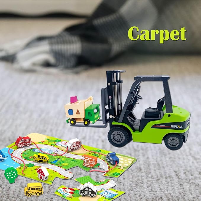 Warehouse Truck Vehicle Toy - Forklift Construction Toys for Kids, 1:50 Scale, Heavy Metal (Green)