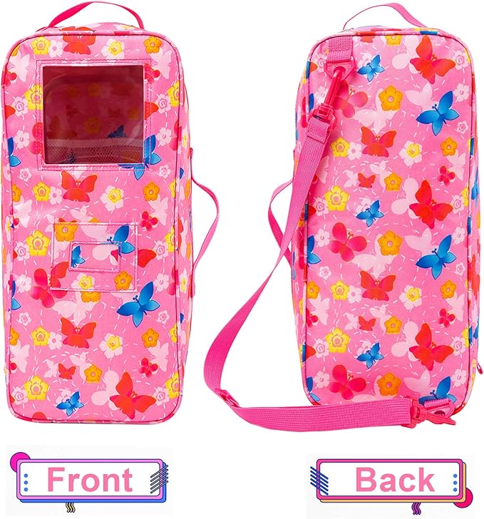ZITA ELEMENT Quality 14.5 Inch Girl Doll Butterfly Design Carrier Case Travel Bag for 14-14.5 Inch Doll Accessories