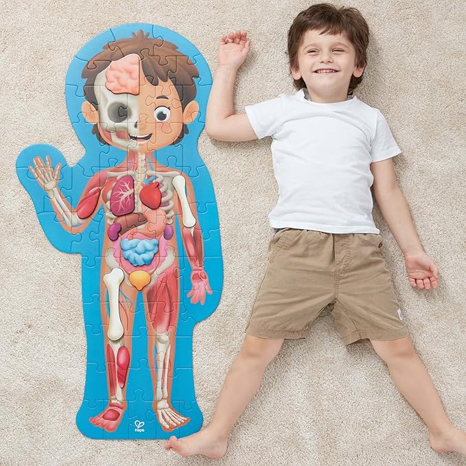 Hape Human Body Puzzle | 60 Oversized Pieces Educational Anatomy Jigsaw, Wooden Organs, for Children 4+ Years