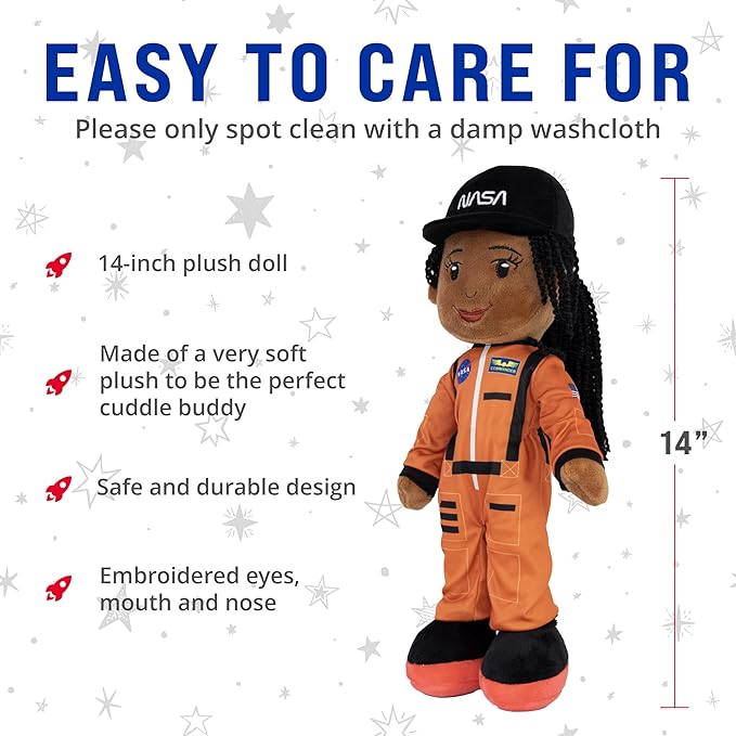 Playtime by Eimmie - 14' Kaylie NASA Doll - Soft Baby Doll - Astronaut Plush Washable Doll - Space Stuffed Toy for 2 Year Old Girls & Boys, Toddler & Infants