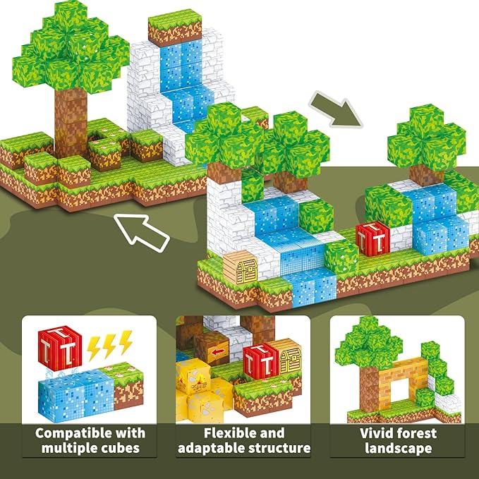 Magnetic Blocks for Kids,Building Toys for Boys & Girls Ages 3-5 6-8 8-12. STEM Learning, Montessori, Fidget, Sensory Cubes. Magnet Tiles Block Gifts for Toddler 3+ Year Old
