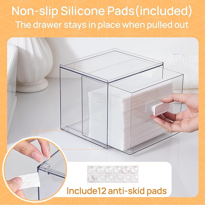 Vtopmart 2 Pack Dryer Sheet Holder and Laundry Pods Container,Clear Stackable Storage Drawers for Washing Powder, Scent Booster Beads, Color Catchers & Wool Balls, Ideal for Laundry Room Organization