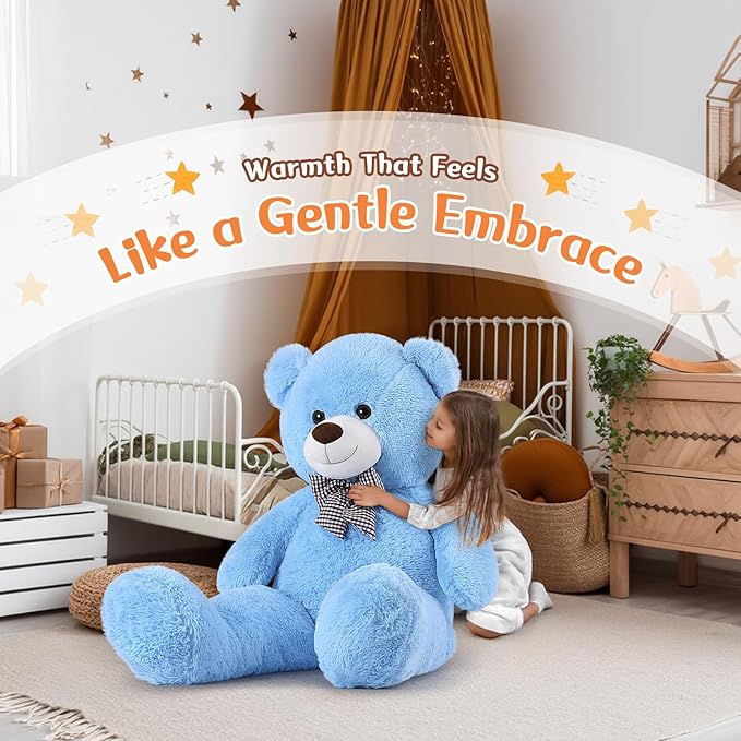 MorisMos Giant Teddy Bear, 47in Big Teddy Bear Stuffed Animals Plush, 4 Feet Large Bear for Girlfriend Gifts, Blue