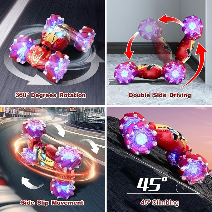 Remote Control Car Gesture Sensing RC Stunt Car Toys for Kids Age 3-12 with Eyes Spray & Light & Music, 2.4GHz 4WD Drift Hand Controlled RC Cars Off road for Rotating, Birthday Gift for Boys Girls