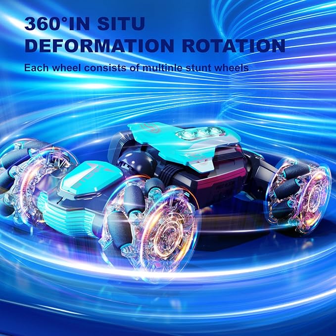 Gesture Sensing Rc Stunt Car,Remote Control Car 2.4ghz 4wd 360 Degree Rotating Transform with Lights Music,Kids Toys for Boys 4-7,3-6 Year Old Boy Birthday Gift & 3-12 Best Gift for Kids