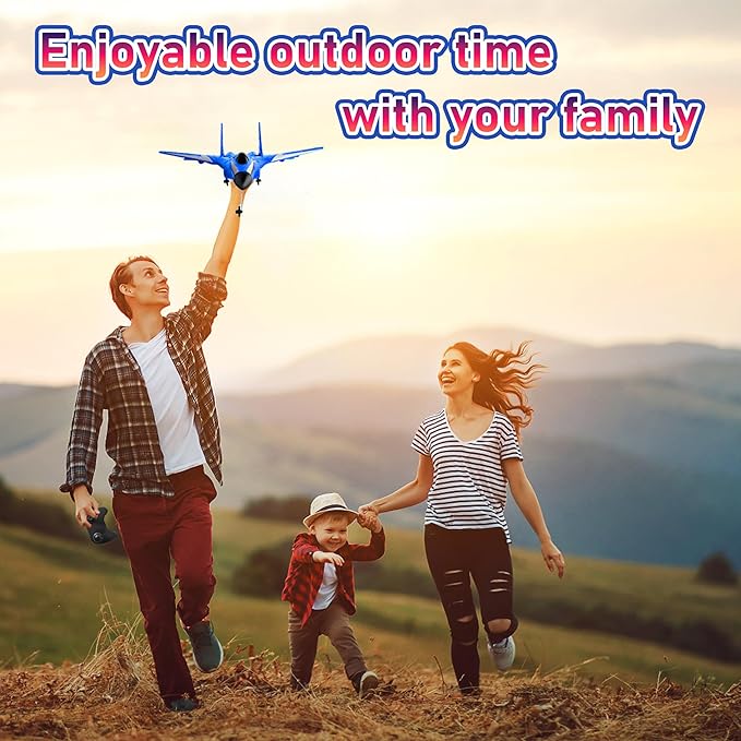 RC Plane Remote Control Glider Airplanes, 2.4 GHZ Remote Control Airplane with Auto Balance Gyro, with Light Strip, Beginner's Choice (Blue)