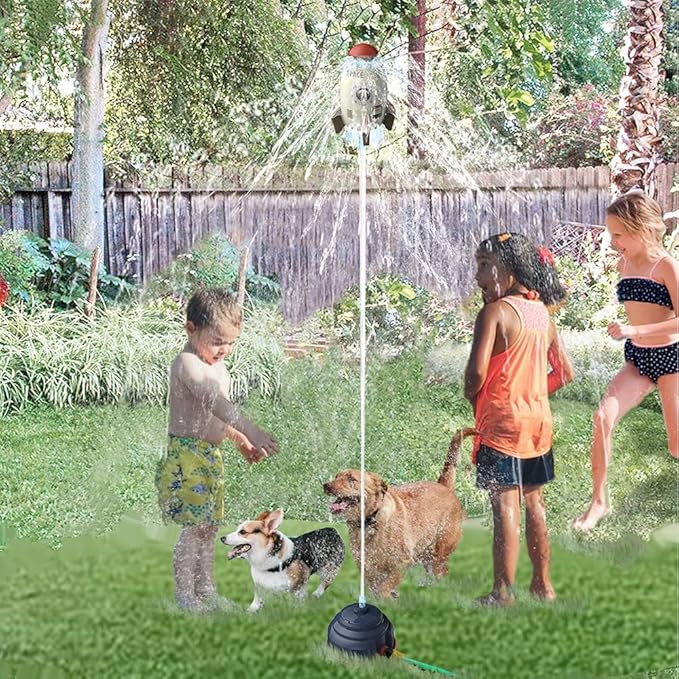 Rocket Sprinklers Toys Water Splash Rocket Outdoor Water Play for Kids Rocket Sprinklers Toy Water Blaster Rockets Summer Garden Lawns Water Toys Spray for Kids 3 Years and Up (Gray)