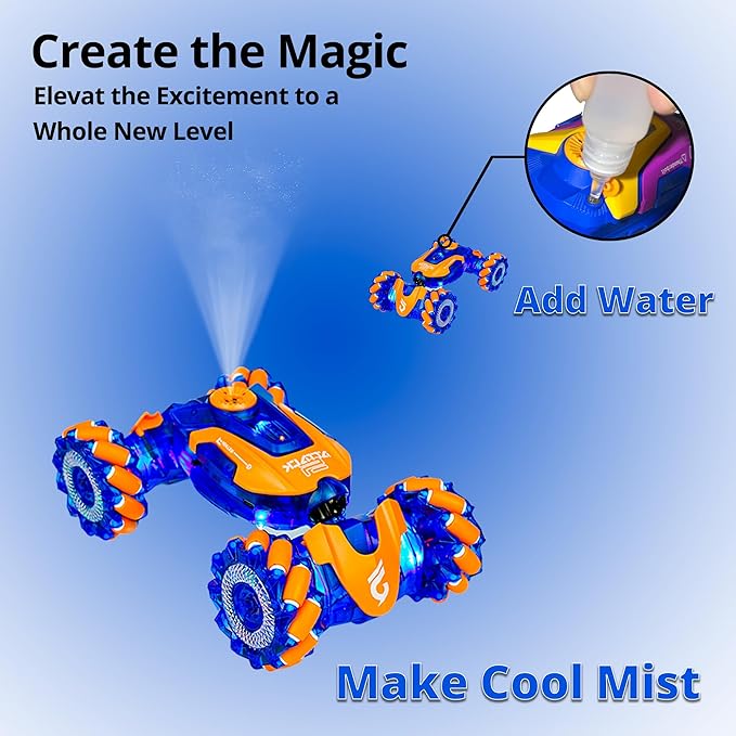 Gesture Sensing RC Stunt Car, Rotating Rechargeable Transform Car Toys, with Lights Music Spray, 360° 4WD Remote Control Twist Cars, Birthday Gifts for Kids Boys Girls 6-8-12, Best Gift for Kids 5-7