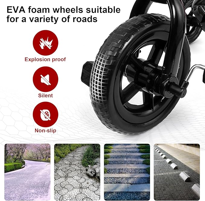 XPIY Tricycle for Toddlers Age 2-5 Years Old, 3 in 1 Folding Toddler Bike for Boys and Girls, Kids' Bike Trike with Detachable Pedal and Adjustable Seat (Glitter Silver)