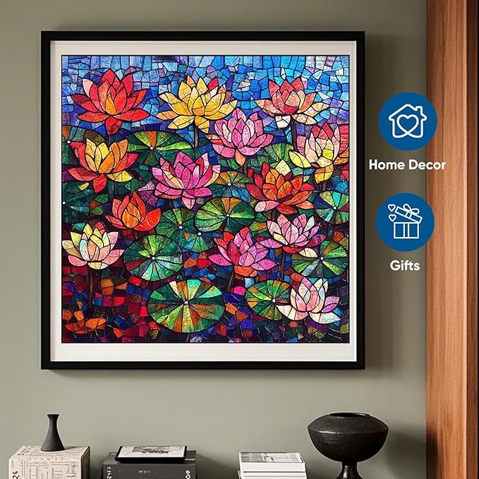 Puzzles for Adults, Glass Lotus Wooden Puzzles 200 Pieces, 5MM Thick Unique Shaped Flower Jigsaw Puzzles Birthday Gifts for Kids Family Game 11.2 * 11.2inch