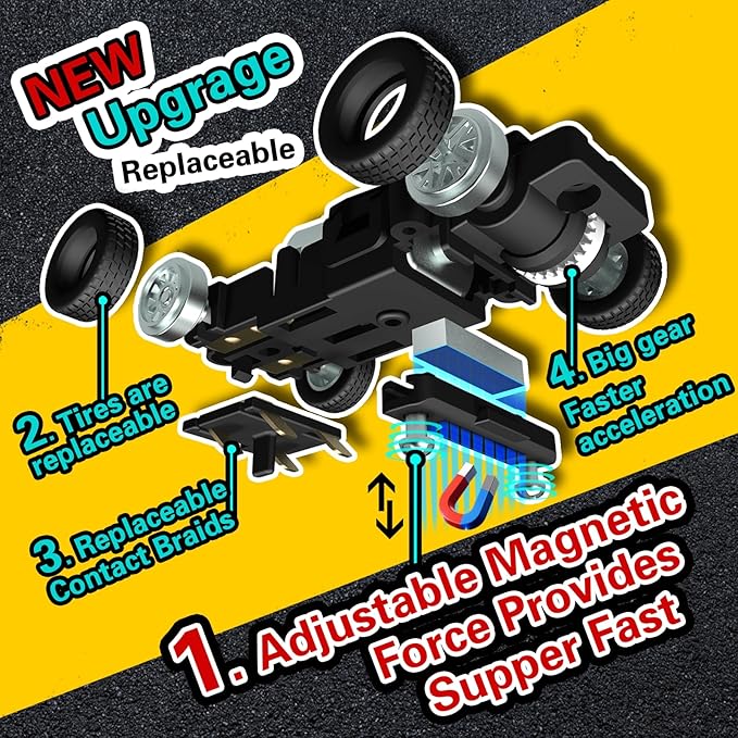 AGM MASTECH Slot Car Race Track Sets with 4 Exquisite Slot Cars, Battery or Electric Car Track, 2 Controllers, Lap Counter, Gift Toys for Boys and Girls Age 4 5 6 7 8-12